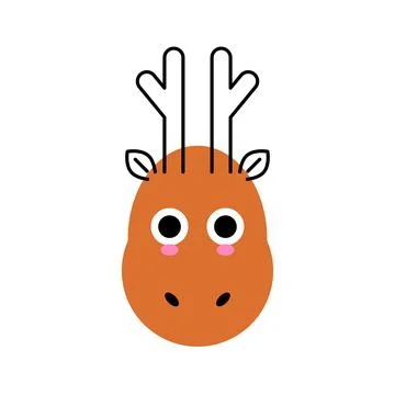 Deer face isolated on white. Cute deer animal Stock Illustration