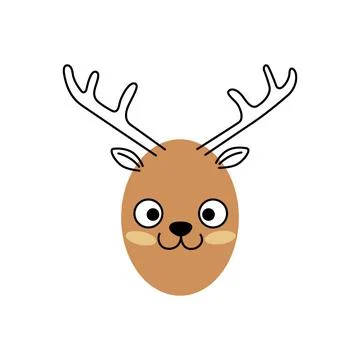 Deer face isolated on white. Cute deer animal Stock Illustration