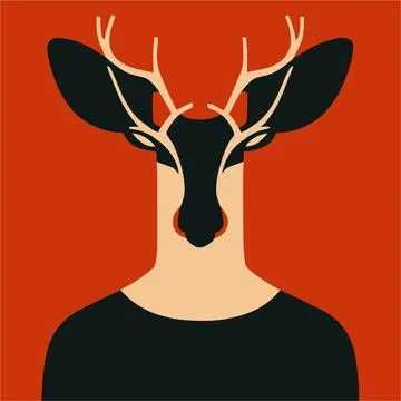 Deer face vector illustration. Pop art animal reindeer head, creative charact Stock Illustration