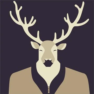 Deer face vector illustration. Pop art animal reindeer head, creative charact Stock Illustration
