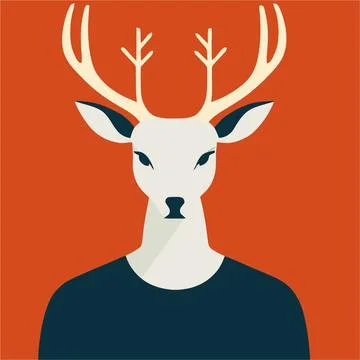 Deer face vector illustration. Pop art animal reindeer head, creative charact Stock Illustration