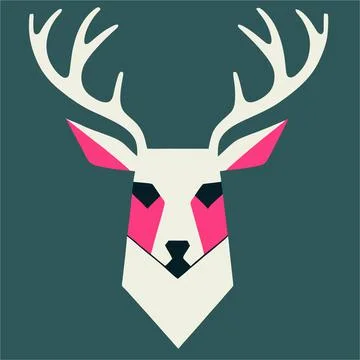 Deer face vector illustration. Pop art animal reindeer head, creative charact Illustrazione stock