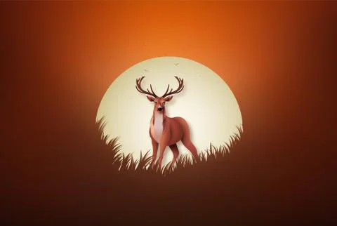 Deer at the field Stock Illustration