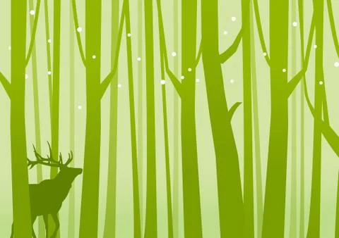 Deer in Forest Green Stock Illustration