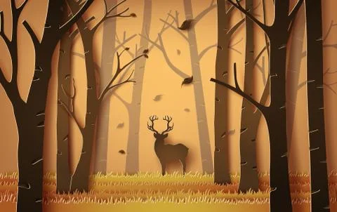 Deer in the forest. Stock Illustration