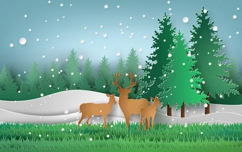 Deer in the forest. Stock Illustration