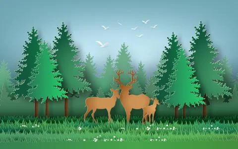 Deer in the forest. Stock Illustration