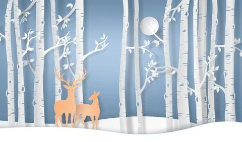 Deer in forest. Stock Illustration