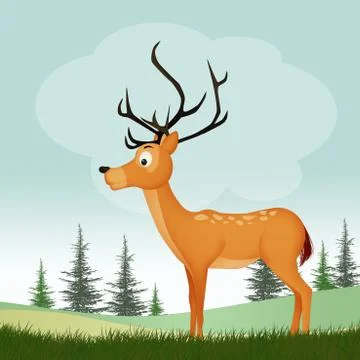 Deer in the forest Stock Illustration