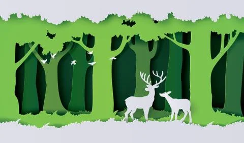 Deer in the forest. Stock Illustration
