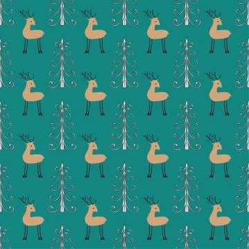 Deer forest seamless pattern Stock Illustration