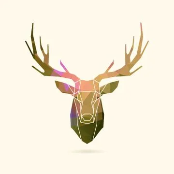 Deer frame portrait color poly Stock Illustration