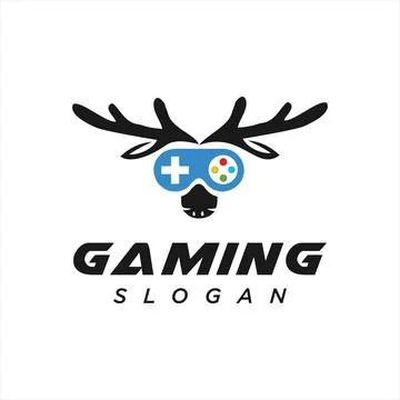 Deer Game Logo Design Template Animal concept controller. Antler Gaming Logo Des Stock Illustration