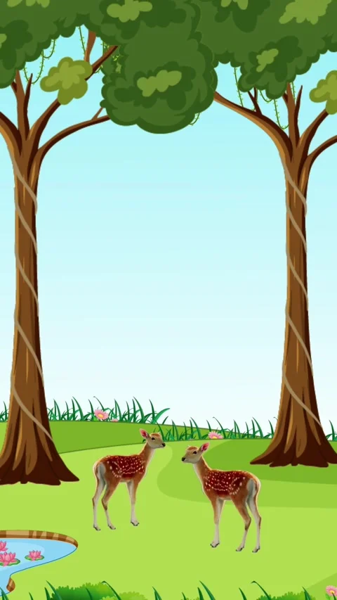 Deer Grazing in Forest Clearing Illustration. Stock Footage 320588180