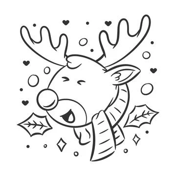 Deer hand drawn style coloring Stock Illustration