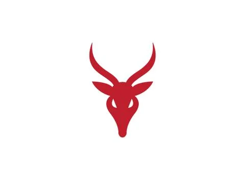 Deer head and hind face with big horns for logo design Stock Illustration