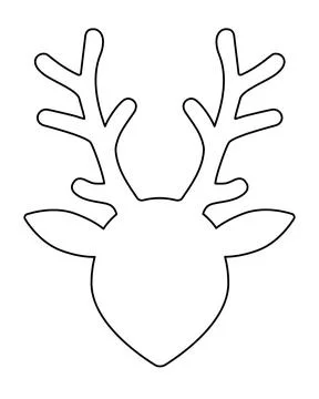 Deer head with antlers - vector linear image for laser cutting, logo Stock Illustration