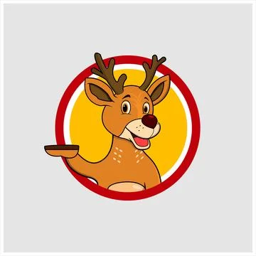 Deer Head Circle Label With Funny Smile Expression Stock Illustration
