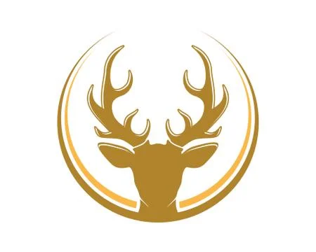 Deer head with circle swoosh Stock Illustration