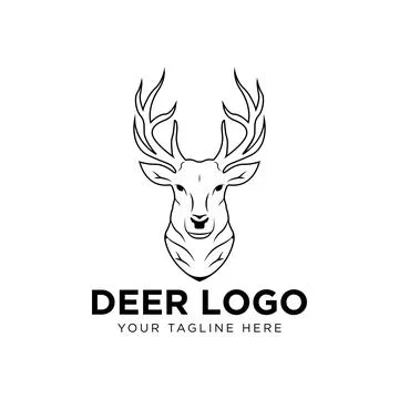 Deer head emblem isolated on white background Stock Illustration