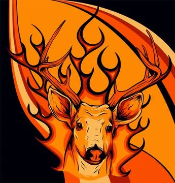 Deer head with flames vector illustration art Illustrazione stock