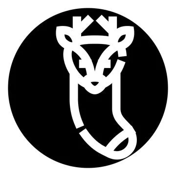 Deer head forming christmas stocking inside circle Stock Illustration
