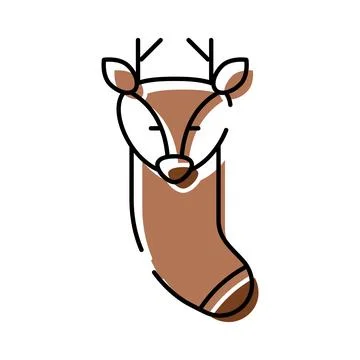 Deer head forming christmas stocking line art 스톡 일러스트