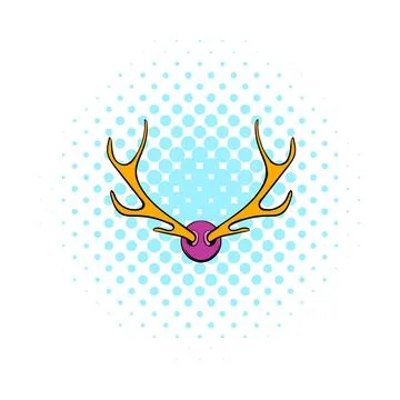 Deer head icon, comics style Stock Illustration