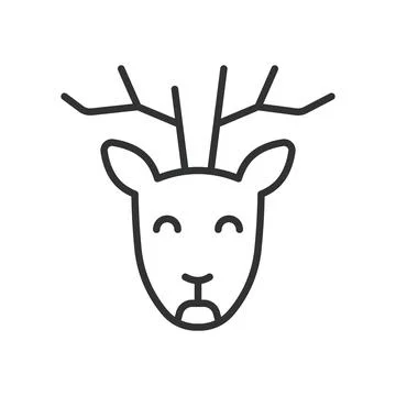 Deer head, icon in line design. deer, animal, wild, antlers, forest, mammal Stock Illustration