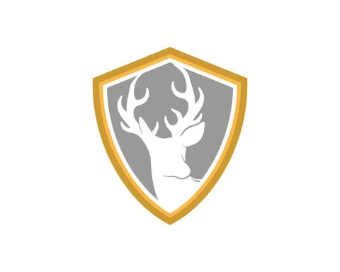 Deer head inside the golden shield protection Stock Illustration