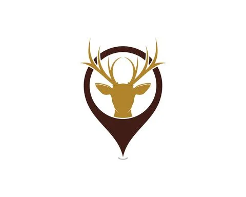 Deer head inside the point location logo Ilustración de archivo