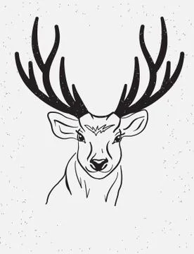 Deer head isolated on white background Stock Illustration