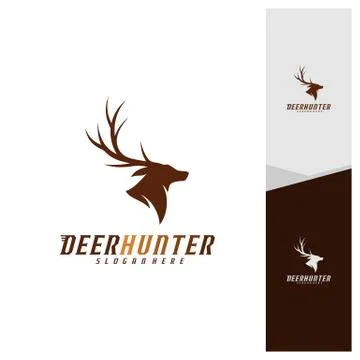 Deer Head logo design template vector. Luxury Deer Hunt logo vector template Stock Illustration