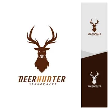 Deer Head logo design template vector. Luxury Deer Hunt logo vector template Stock Illustration