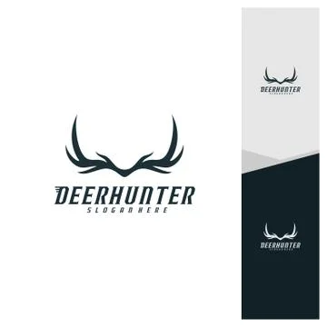 Deer Head logo design template vector. Luxury Deer Hunt logo vector template Stock Illustration