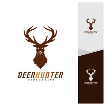 Deer Head logo design template vector. Luxury Deer Hunt logo vector template Stock Illustration