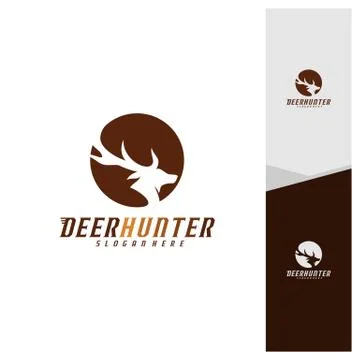 Deer Head logo design template vector. Luxury Deer Hunt logo vector template Stock Illustration
