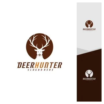 Deer Head logo design template vector. Luxury Deer Hunt logo vector template Stock Illustration