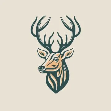 Deer head logo vector animal mascot illustration isolated Stock Illustration