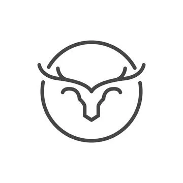 Deer head minimalist circle logo design vector Stock Illustration