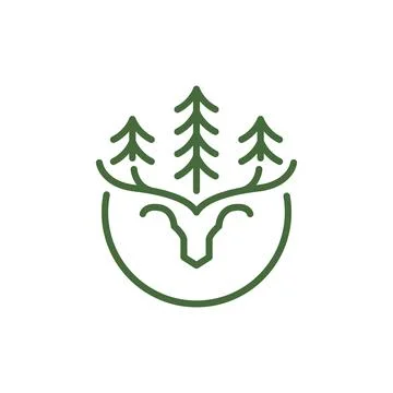 Deer head minimalist circle logo design vector Stock Illustration