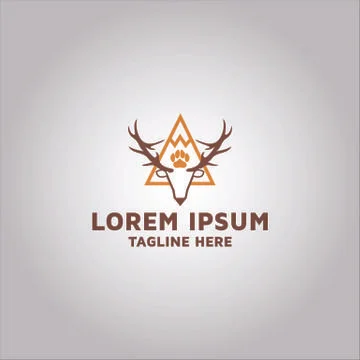 Deer Head with mountain logo design idea and inspiration Stock Illustration