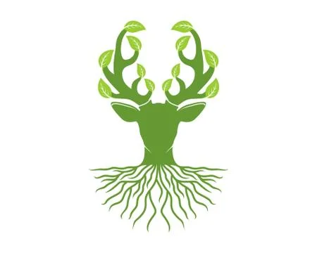 Deer head nature with tree shape Stock Illustration