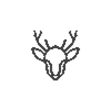 Deer head. Pixel art line icon vector icon illustration Stock Illustration