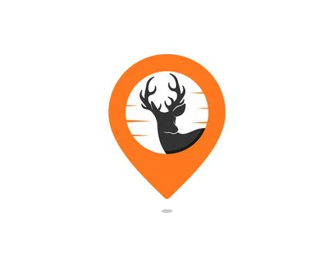 Deer head in the point location logo Ilustración de archivo