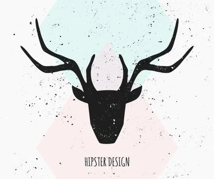 Deer Head Silhouette Design Stock Illustration
