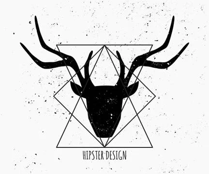 Deer Head Silhouette Design Stock Illustration