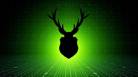 Deer head in silhouette effect hang on modern green background Stock Footage 306249140