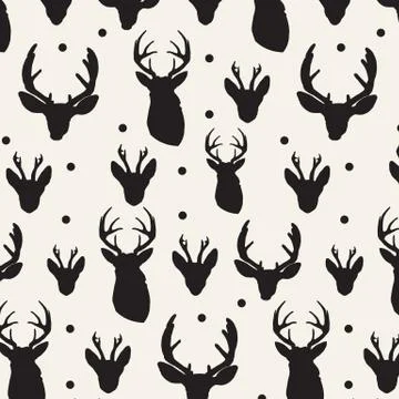 Deer head silhouette seamless pattern . Vector seamless pattern. Stock Illustration