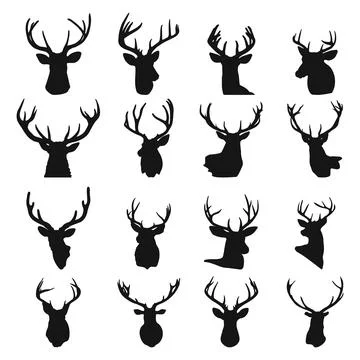 Deer head silhouette set Stock Illustration